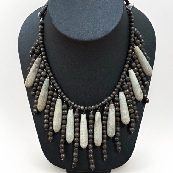 Brunello Cucinelli Jewelry - Brunello Cucinelli Statement Necklace Beaded Multi Strand Stone Drop, Italy, NWT